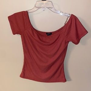 Ribbed off the shoulder top.